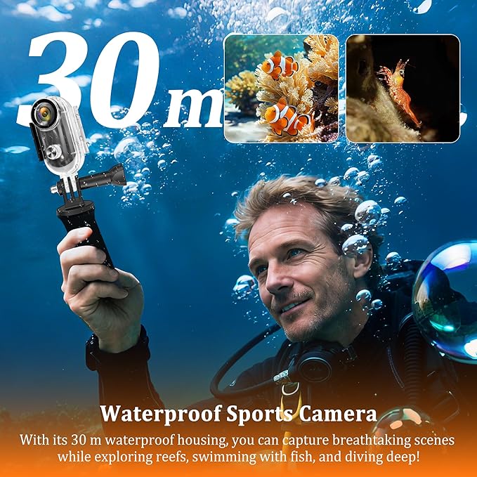 2026 Newly Enhanced Action Camera 4K,Body Cam WiFi POV Camera,Thumb Size Snap Cam with Waterproof Case,Wearable Sports Snapcam,Mini Body Camera for Walking Fishing Vlogging Cycling Horse Riding