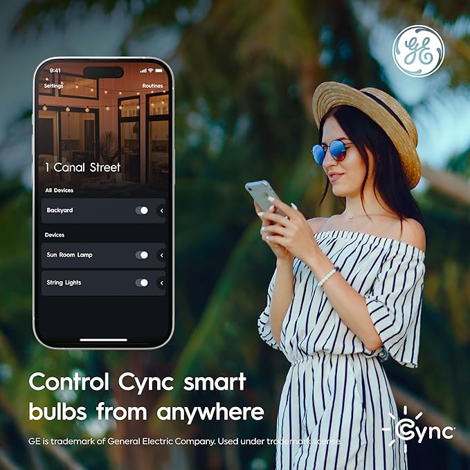 Cync GE Smart LED Light Bulb, ST19 Edison Style, Room Decor Aesthetic, Color Changing WiFi Light, 60W Equivalent, Compatible with Alexa and Google Home (Pack of 2)