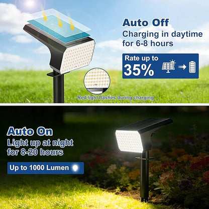 LANSOW 12 Pack Solar Spot Lights Outdoor Waterproof IP67, (90 LED/4 Modes) Solar Landscape Spotlights, 2-in-1 Solar Powered Flood Lights for Yard Garden Pathway Outside Tree, Auto ON/Off(Warm White)