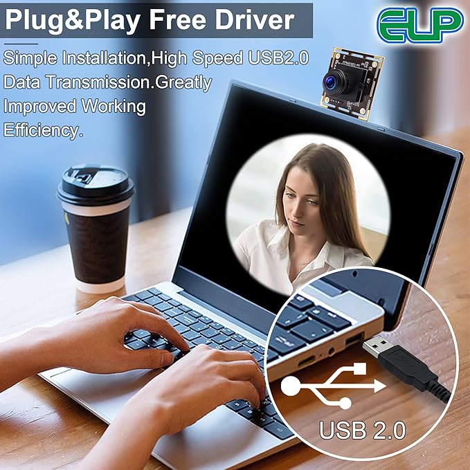 ELP 16mp Wide Angle USB Camera for Computer 180degree Fisheye Lens Webcam Board Mini UVC USB2.0 4K Video Lightburn Camera Module,with 3.3ft/1m Cable for Laptop, PC, Raspberry Pi, Jetson Nano