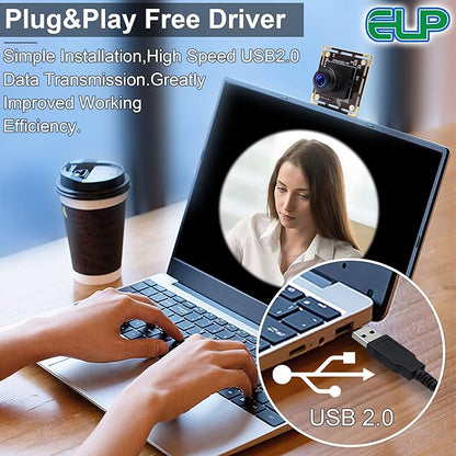 ELP 16mp Wide Angle USB Camera for Computer 180degree Fisheye Lens Webcam Board Mini UVC USB2.0 4K Video Lightburn Camera Module,with 3.3ft/1m Cable for Laptop, PC, Raspberry Pi, Jetson Nano