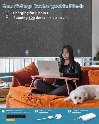 SmartWings Motorized Smart Blinds with Remote, Custom Automatic 100% Blackout Roller Shade Compatible with Alexa/Homekit/Google, Electric Smart Blinds for Indoor Windows, Eclipse Anchor Grey