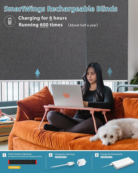 SmartWings Motorized Smart Blinds with Remote, Custom Automatic 100% Blackout Roller Shade Compatible with Alexa/Homekit/Google, Electric Smart Blinds for Indoor Windows, Eclipse Anchor Grey