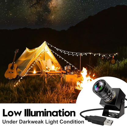 4K Webcam 1080P@120fps USB Steaming Camera with 3.6-10mm Varifocal Manual Lens,12Megapixel UVC Free Driver Compatible Computer, Plug and Play for Conferencing 3D Printer Industrial Security