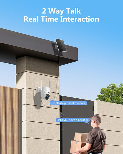 Gianteye 2K Solar Security Cameras Wireless Outdoor, 5G&2.4GHz Cameras for Home Security, Outdoor Security Camera, Color Night Vision, PTZ Human Detection, 2 Packs