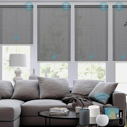 SmartWings Motorized Smart Blinds for Windows in Light Filtering, Electric Remote Roller Shades Compatible with Alexa/Google Home/Homekit, Custom Up to 110”W x 148”H, 5% Openness Aventus Charcoal Grey