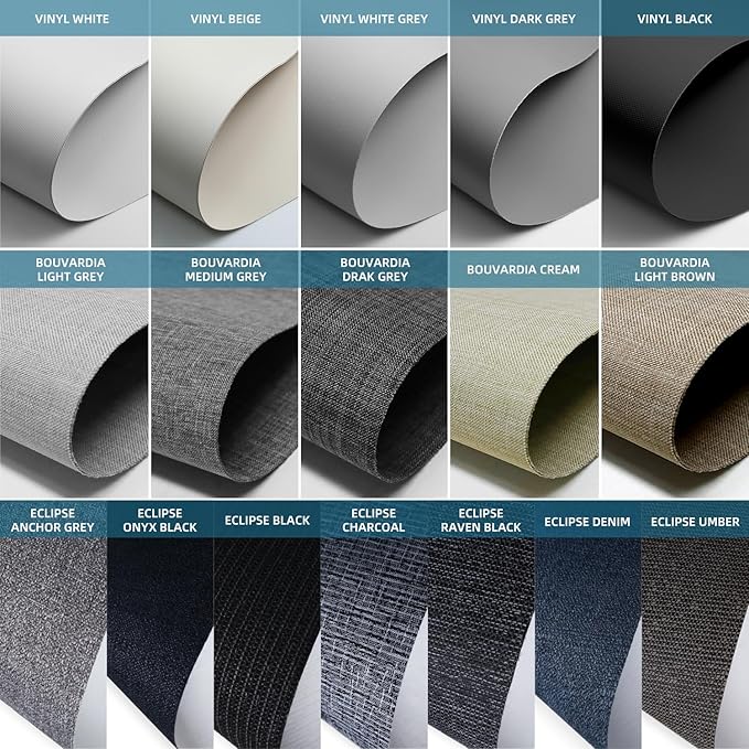 SmartWings Fabric Samples for Motorized Blackout Shades Blinds Fabric Sample (30 Colors), Custom Size, Rechargeable Battery, Works with Matter/Apple HomeKit, Alexa, Thread/Zigbee, Remote Optional