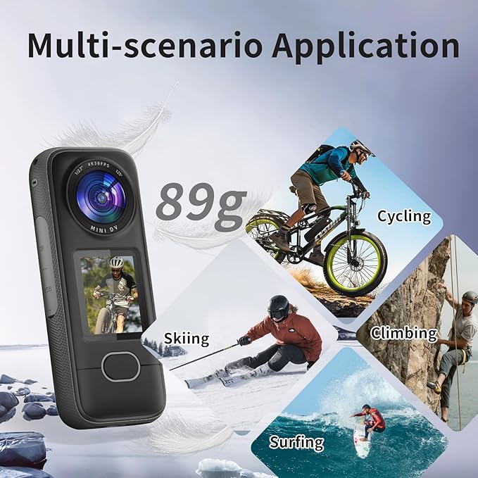 4K Action Camera, 3.5Hrs Battery Life Body Camera Hands-Free Recording, IPX6 Waterproof Portable Vlogging Camera with 1.4" HD Screen, Video Recorder with WiFi for Travel, Cycling, Motorcycle, Bloggers