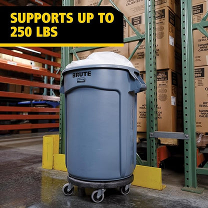 Rubbermaid Commercial Products BRUTE Dolly Black Fits 20 gallon, 32 gallon, 44 gallon, and 55 gallon BRUTE Containers, for Restaurants/Back of House/Offices/Warehouses/Airports/Commercial Environments