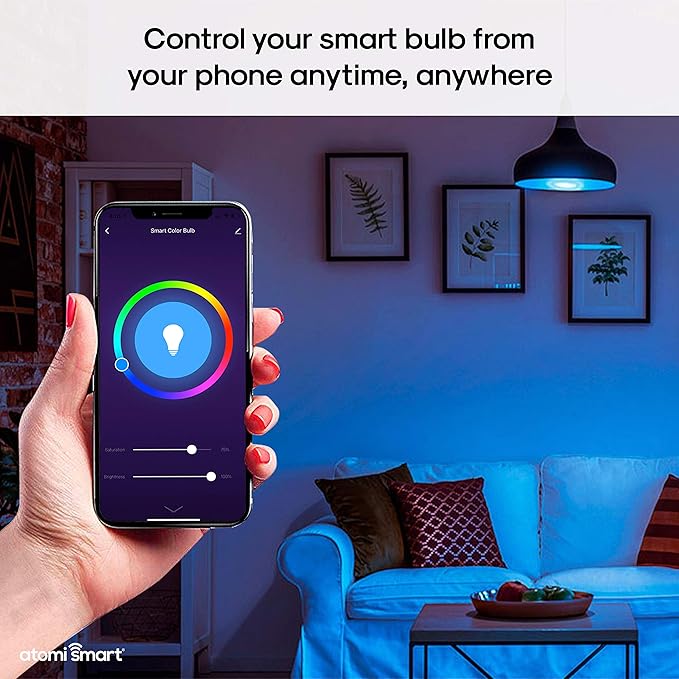 Atomi Smart Color Changing Light Bulb & Smart LED Bulb (2500K-9000K), Dimmable 60W Eq, | WiFi Control with iOS and Android App, Voice Control with Alexa, Google Great Color Lights for Bedroom