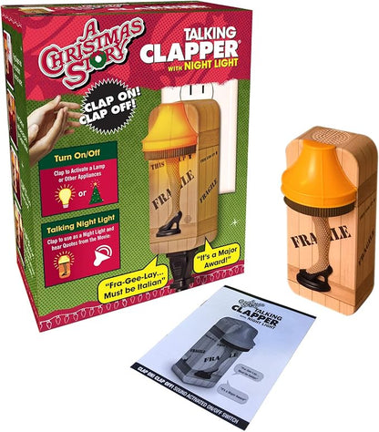 Clapper A Christmas Story Nightlight Leg Lamp, Says Movie Quotes, Wireless Sound Activated On/Off Light Switch, Clap Detection, Perfect for Kitchen/Bedroom/TV/Appliances, 120 V Wall Plug, Smart Home
