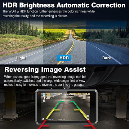 Miden S7 4K Dash Cam Front and Rear, 64G SD Card,2160P+1080P FHD Dual Dash Camera for Cars,176°+160° Wide Angle,3.2'' IPS Screen Dashcam,Loop Recording,G-Sensor,WDR,24H Parking Monitor,Night Vision