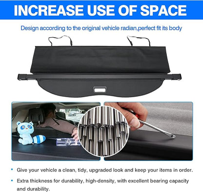 Powerty Cargo Cover for 2014-2019 Toyota Highlander Accessories, Carbon-Fiber Texture Trunk Cover Retractable Privacy Screen Rear Security Shade Cover for Toyota Highlander Accessories