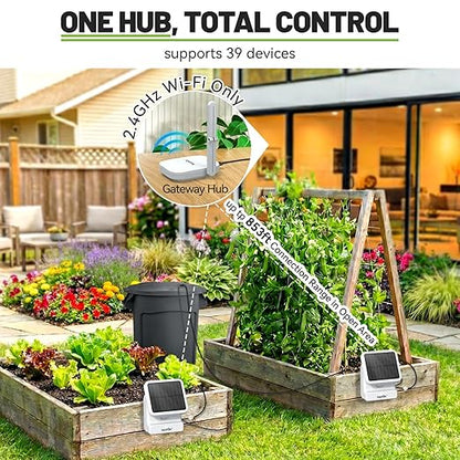 RAINPOINT Smart WiFi Solar Drip Irrigation System for Indoor&Outdoor Use,WiFi HUB Need,APP Control Auto Plant Waterer Device Kit Water Shortage Protection Push&Email Notification Water 10-20 Plants