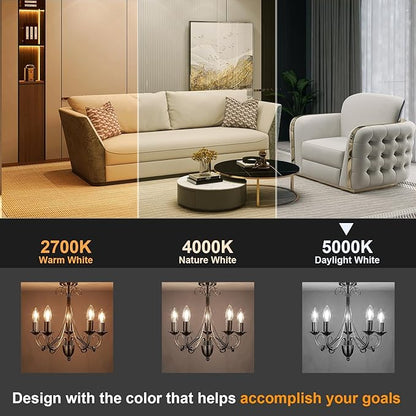 comzler E12 Ceiling Fan Light Bulbs, LED Candelabra Bulbs, 5 Watt (60 Watt Equivalent), Daylight 5000K LED Chandelier Light Bulbs, Candle Bulb Small Base for Chandelier, Non-Dimmable (6 Pack)