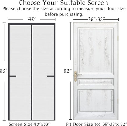 Upgraded Magnetic Screen Door Thicker 250g/㎡ Reinforced Mesh,36 Longer Magnets,Door Screen Magnetic Closure for Single Door,Retractable Mosquito Net for Door,Fit Doors to 38x82 Inch,Black