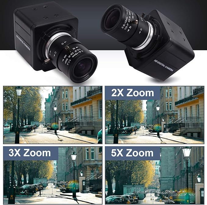 SVPRO 1080P USB Camera with Zoom 2.8-12mm Varifocal Lens,Manual Focus, IMX323 Sensor,Low Light Zoom Webcam UVC USB Plug and Play External Computer Camera for PC,Laptop, Support H.264