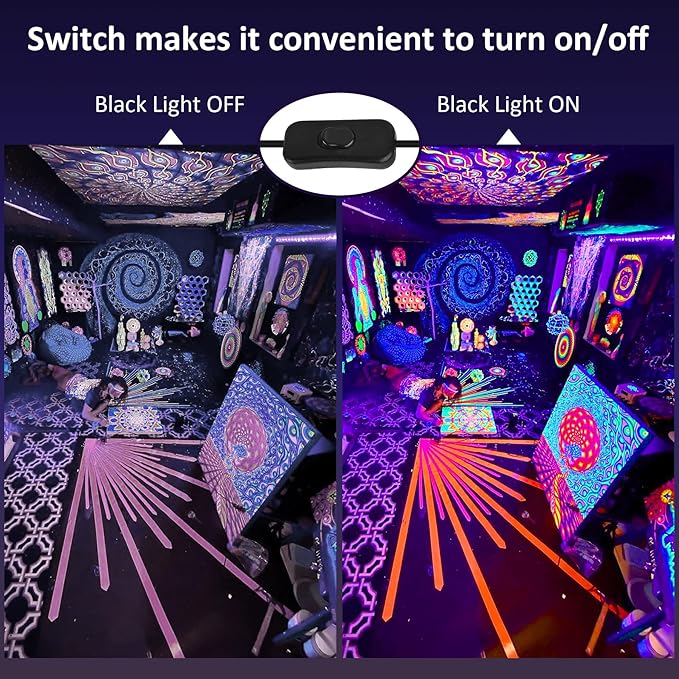 T-SUN 40W LED Black Light Bar, Blacklight Bars with Plug and Switch Light Up 22x22ft Area Strip Lights for Glow Party Body Paint Fluorescent Poster Halloween Bedroom Classroom Stage Lighting 2 Pack