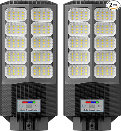 Solar Street Light, Dusk-to-Dawn Waterproof LED Solar Street Lights Outdoor with Pole Mount,9000W IP67,7000K, High Lumen Outdoor Lighting for Driveway, Farm, Street & Parking