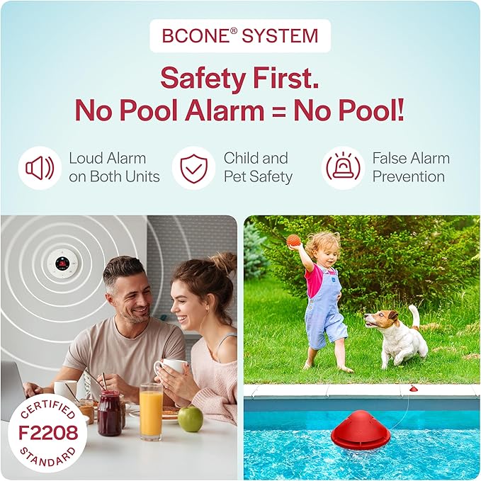BCONE® Pool Alarm by Lifebuoy® | ASTM F2208 Certified | Floating Safety Device with App Alerts + Alexa Voice Control | 2.4GHz Wi-Fi | for Inground & Above-Ground Pools