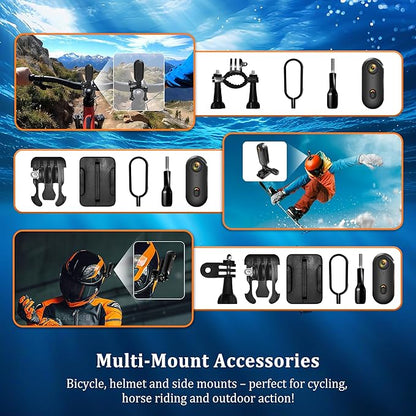 Action Camera 4K (128GB), 2026 Refresh POV Camera Hands-Free, Mini Body Camera WiFi with Waterproof Case, Wearable Sports Snap Cam, Thumb Helmet Cam for Horse Riding Motorcycle Vlogging Fishing