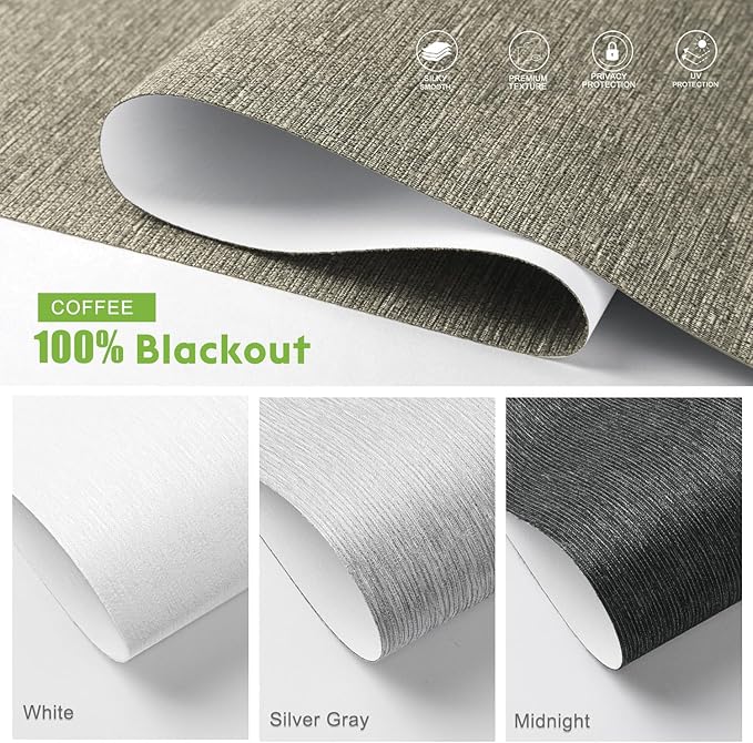 Motorized Blinds with Remote，100% Blackout Smart Blinds Motorized Roller Shades Compatible with Alexa Automatic Blinds for Windows Electric Window Blinds Customized Size Coffee