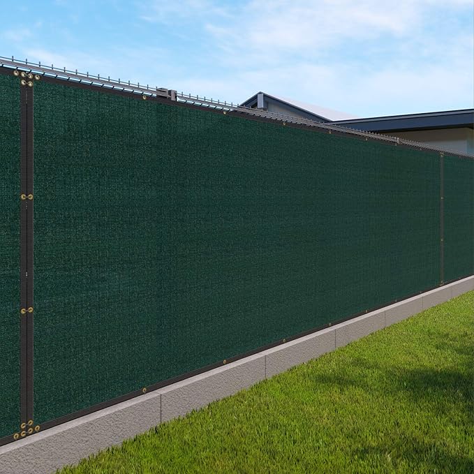 Windscreen4less Privacy Fence Screen Heavy Duty Windscreen Fencing Mesh Fabric Shade Net Cover with Brass Grommtes for Outdoor Wall Garden Yard Pool Deck, 6'x246' Green