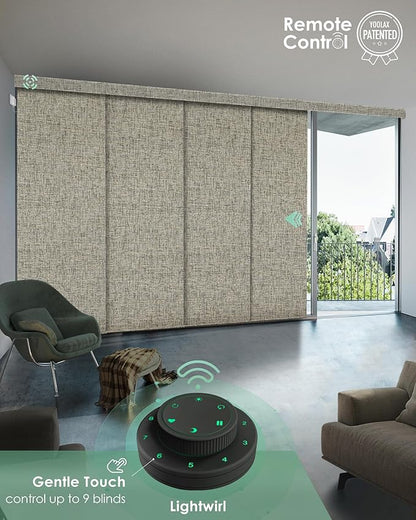 Yoolax Custom XL Smart Sliding Door Blinds, Motorized Sliding Panel Blinds Compatible with Alexa, Blackout Vertical Blinds for Glass Doors, Patio Doors, Closet Doors, Caramel Gold