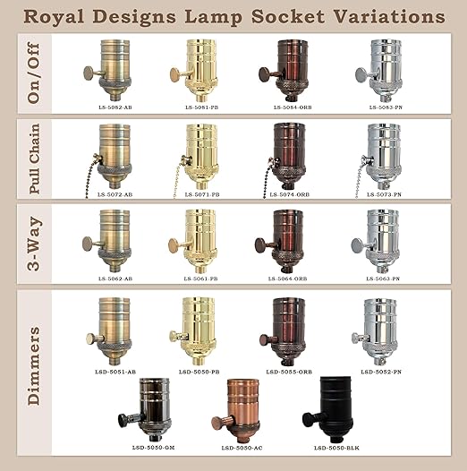 Royal Designs Lamp Cord Molded Plug with Rotary Dimmer Switch, Stripped Ends Ready for Wiring, 8 ft long, Silver, SPT-1 UL Listed