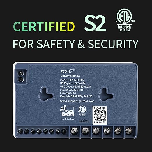 Zooz Z-Wave Long Range Relay ZEN17 800LR for Awnings, Garage Doors, Sprinklers, and More | 2 x NO-C-NC Relays (20A, 10A) | Hub Required (Compatible with Z-Box, Home Assistant, and Hubitat)