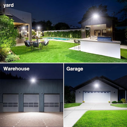 Onforu 120W Flood Lights Outdoor, 12000lm Bright LED Work Light with Plug,Daylight White LED Flood Lighting, IP66 Waterproof Security Yard Lights for Yard Garage Stadium 4 Pack