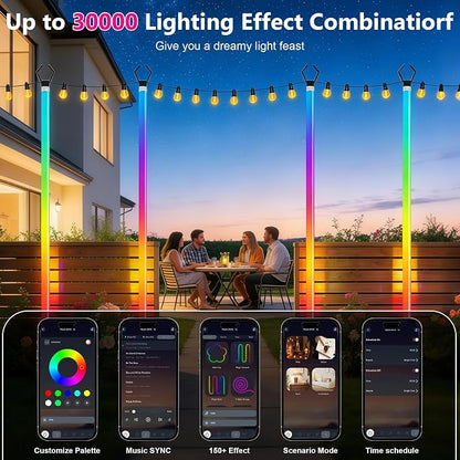 AILBTON 2-Pack 6.6FT RGB+IC Neon Ambient Light for Poles,Outdoor Clip-on Chasing Effect Lighting, Waterproof Neon Atmosphere Lights for Patio Outdoor Living Camping Party