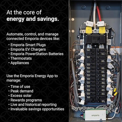 Emporia Vue 3 Commercial 3-Phase Smart Energy Monitor - Business and Home Automation Device with Real Time Electricity Usage Monitor, Power Consumption Meter, Solar and Net Metering