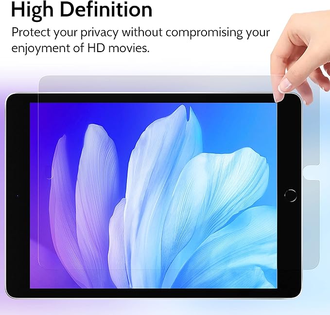 Peslv Privacy Screen Protector Compatible With iPad 9th 8th 7th Generation 10.2 Inch, Anti Glare Blue Light Spy Filter Private Cover, High Sensitive Bubble-Free Easy Install Black Security Screen