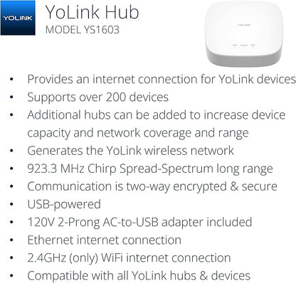 YoLink LoRa Smart Vibration Sensor & Hub Starter Kit: Hub & Smart Shock, Glass Break, Tamper, Movement Detector, Generator Running, Email/SMS/Push Alerts, 1/4 Mile Open Air Range, Alexa, IFTTT