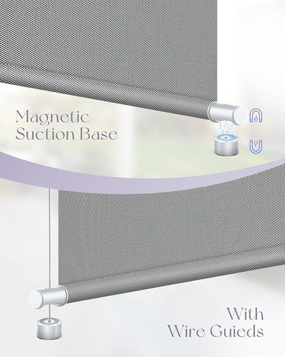 Graywind Motorized Outdoor Shades for Patio Compatible with Alexa Google Smart Sun Shades Exterior Solar Powered Blinds Electric Roller Shades Outside, Custom Size (3% Openness Fresh Grey)