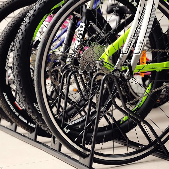 CyclingDeal Bicycle Floor Parking Rack Stand - for Mountain MTB Road Bike - Indoor Home Garage Storage - Classic 6 Bikes