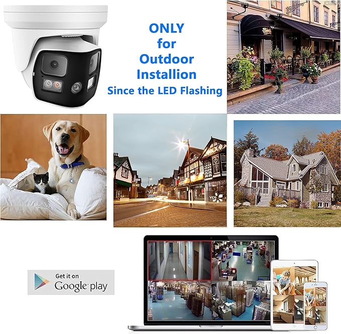 Real HD 8MP 4K Dual Lens Poe IP Security Camera 180 Degree Panoramic Wide Angle, Full Color Night Vision, H.265, IP66, NDAA Compliant