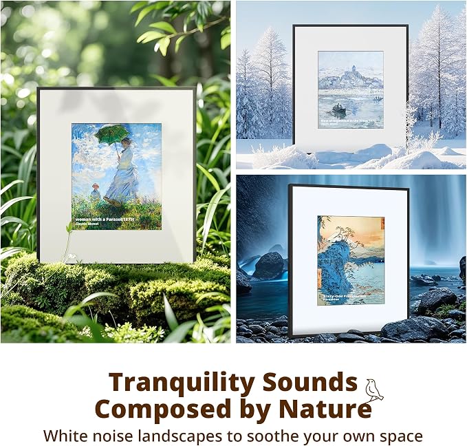 Dragon Touch Music Frame Bluetooth Speaker & Wi-Fi Digital Picture Frame, Hi-Fi 6-Speaker Wall-Mount or Tabletop Art Frame, Dynamic Lyrics Display for Home Decor, Supports Spotify & Apple Music