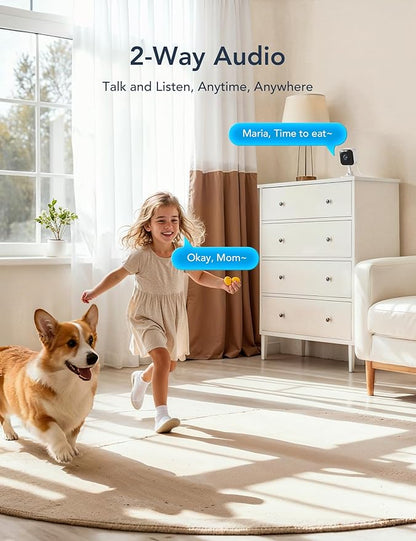 GNCC 2K Indoor Cameras for Home Security with Phone App, 2.4G/5G Mini Pet Cam w/Human/Motion/Sound Detection, Compatible with Alexa, Cloud Storage Subscription Required, Fixed View, Plug-in, 2 Pack