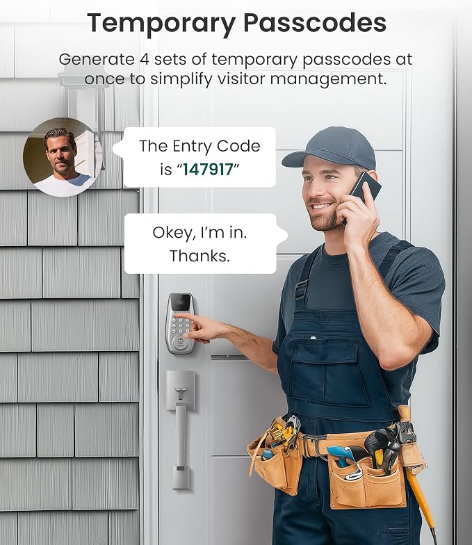 DESLOC C100 Keyless Entry Door Lock with Handle Set, Visual Display | Smart Deadbolt Lock with 100 PIN Codes, Passage Mode, 2 Keys, IP54 Weather Resistance, 12-Month Battery, Auto Lock, Silver