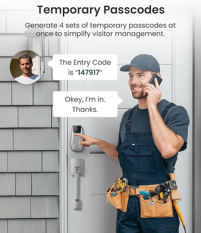 DESLOC C100 Keyless Entry Door Lock with Handle Set, Visual Display | Smart Deadbolt Lock with 100 PIN Codes, Passage Mode, 2 Keys, IP54 Weather Resistance, 12-Month Battery, Auto Lock, Silver