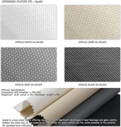 HILADUO Customized Solar Screen Roller Shade Blinds with Remote-Controlled Motorized Operation, Low Visibility, Made in The USA