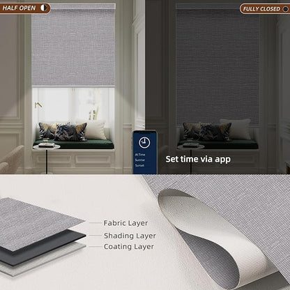 Motorized Blinds Roller Shade with Remote: Canisteo Automatic Smart Blind for Windows 100% Blackout, Electric Blinds Compatible with Alexa/Google Home/Apple Homekit, Customized Size, Cozy Rock Grey