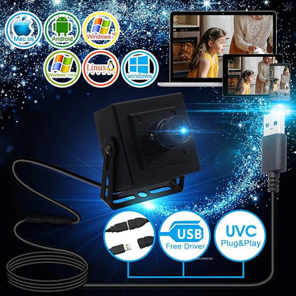 4K Video Surveillance USB Camera 2160P Webcam with Microphone IMX317 Sensor Webcamera for Industrial, 30fps USB Webcam with Mini Case Mini Camera for Video Conference Live Streaming