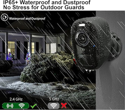 DCT Outdoor Cameras Wireless Magnetic: Battery Powered WiFi Camera for Home Security Outside Color Night Vision House Cameras Motion Detection SD/Cloud Storage Waterproof