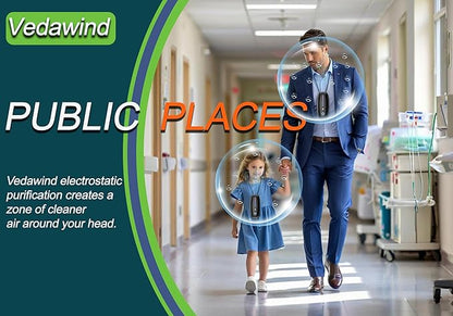 Portable Air Purifier Wearable Personal Air Ionizer Necklace, Compact & Rechargeable, Ideal for Travel, Office, and Outdoor Use 120 Million Ions