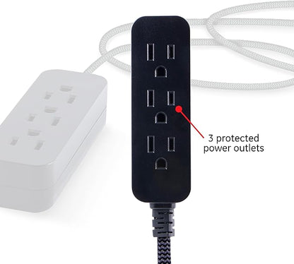 GE 3-Outlet Braided Power Strip Extension Cord with Multiple Outlets 8 Ft (Pack of 12)