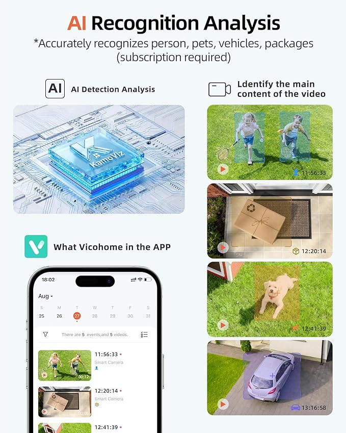 Security Cameras Wireless Outdoor, Battery Powered Camera for Home Security with AI Motion Detection, 2K Color Night Vision, 2-Way Talk, Waterproof, Siren Alarm, SD/Cloud Storage, 2.4G WiFi, 2 Pack