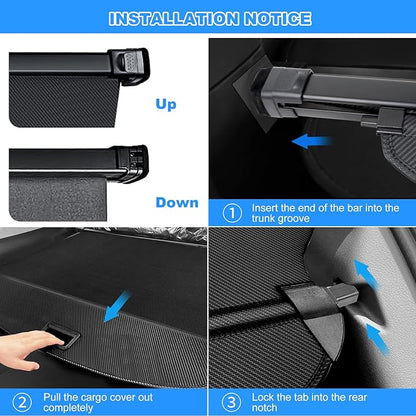 AUXKO Retractable Cargo Cover for Hyundai Ioniq 5 2026 2025-2022 with 4PCS Headrest Hooks, Trunk Cover Luggage Security Shade Cover Shielding Shade Anti-Peeping Luggage Privacy Screen, Carbon Fiber